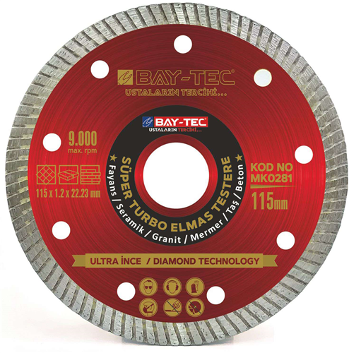 Süper Turbo Elmas Testere / İnce 115 x 22-23 mm (12/Paket) (192/Koli)